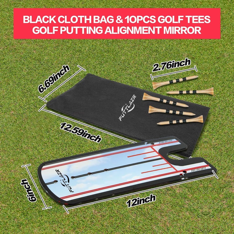 PUTTLAZR Golf Putting Mirror with 6 Tees, Putting Mirror Training Aid for Golf Practice Putting Trainer, Golf Gifts for Men - Image 5